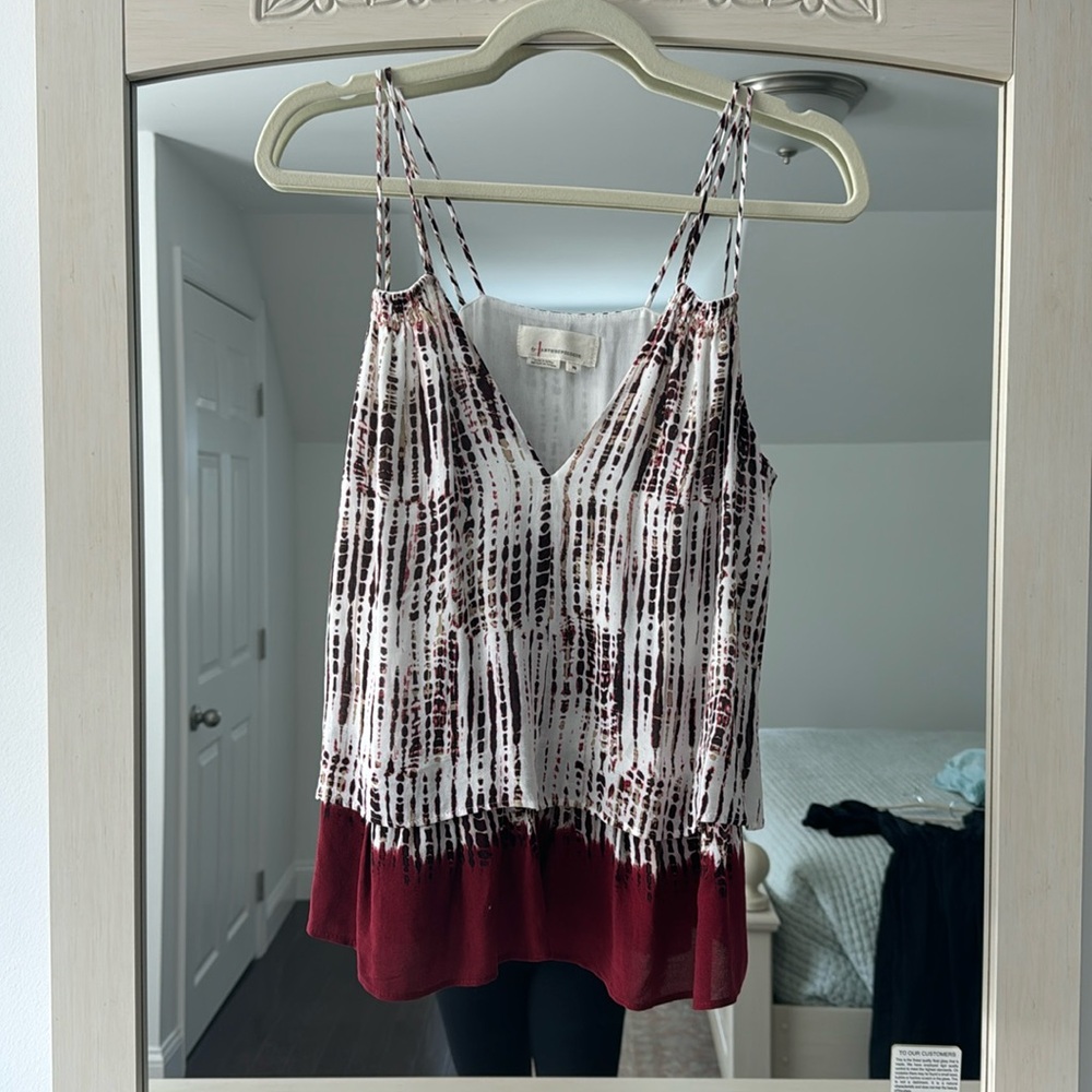 Anthropologie Wine and White Tie Dye tank top Size XS